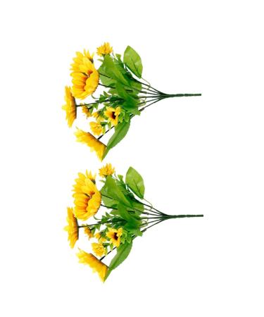 Zerodeko Sunflower Props 2pcs 7 Artificial Flower Bouquet Wedding Bouquet Artificial Flowers Bouquet Artificial Bouquet Decor Flower Arrangement Supplies Sunflower Fake Sunflowers Heads