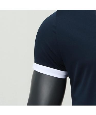 Shirt Sleeve Turn Down Blouse Men's Zipper Collar Splice Solid Polos Casual Men's Blouse Dress Shirts for Men Big Tall Dark Blue L - Buy Online on GoSupps.com
