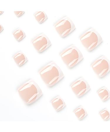 French White Square Short Full Cover Fake Toe Nails 24PCS - Toe Nails with Glue Sticker and File - False Gel Toe Nails Tips for Women, Teens, Girls - Buy Online on GoSupps.com