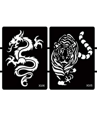 Semi-Permanent Animal Tattoo Stencils - 6 Sheet Set for Men and Women | Fake Tattoos for Body Art - Buy Online on GoSupps.com