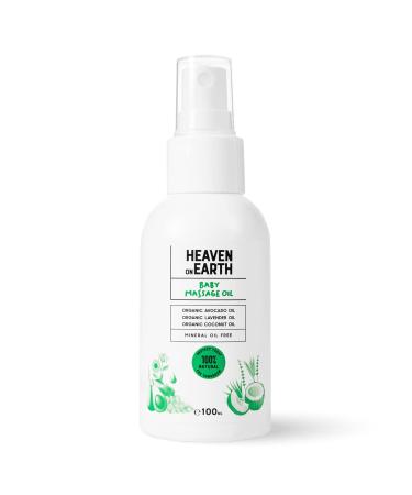 Heaven on Earth Baby Oil for Newborns Prevent Moisture loss with Enriched with Natural Oils Lavender Oil Jojoba Oil Coconut Oil Olive Oil Extracts Paraben Sulfate Parfum Free 4 fl oz.
