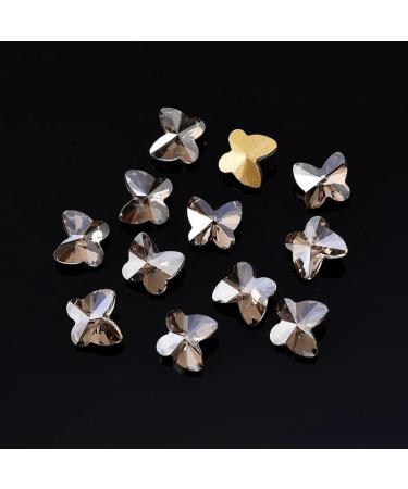 9X10Mm 12Pcs Pointedback K9 Butterfly Crystal Drill Tip Bottom Special-Shaped Rhinestone Diy Nail Stick Bead Nail Ornament - Buy Online on GoSupps.com