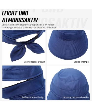 Yamitora Women's Sun Hat - UV Protection Zippered Visor 2-Piece Set for Beach Golf Travel - Outdoor Summer Hats in Marine Blue & Rose Red - Buy Online on GoSupps.com