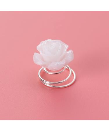 Lurrose 12pcs Glitter White Rose Spiral Hair Pins - Bridal Wedding Prom Accessories - Buy Online on GoSupps.com