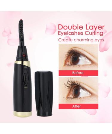 Portable Heated Eyelash Curler - Mini Electric Makeup Device for Long-Lasting Curling | Quick & Easy Black Eyelash Brush - Buy Online on GoSupps.com