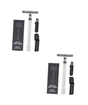 Minkissy 2 sets manual razor travel bottles made of silicone hair razor bare turf razor made of metal manual razor razor razor blade man old fashion