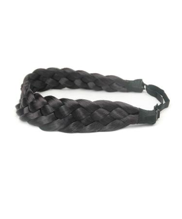 Bobiya 5 Strand Synthetic Hair Braided Headband - Classic Chunky Wide Braids for Women & Girls in Dark Brown | Elastic Stretch Hair Part - Buy Online on GoSupps.com
