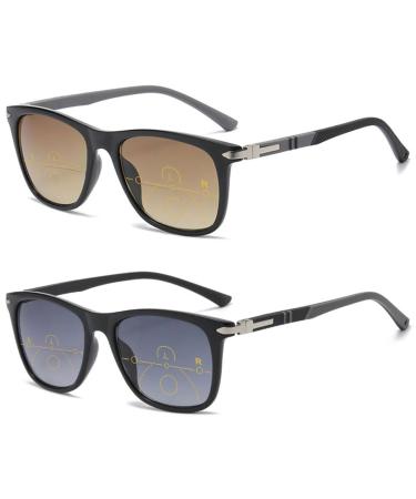 Koosufa fashion bifocal sunlasses reading glasses progressive sunglasses glasses glass filter men women Tr90 spring hinge sunder readers reading help outdoor reading glasses 1.0 1.5 2.5 3.5 2 colors set 3.5 x