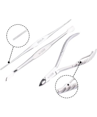 Wisse Make Up Cuticle Pusher Nipper & File Set - Professional Nail Remover Tool for Gel Art - 3 Piece Manicure Set - Buy Online on GoSupps.com