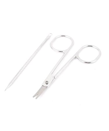 Ruilogod Acne Pimple Blemish Extractor Remover pin w Eyebrow Scissors Cutter