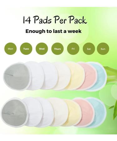 Organic Bamboo Nursing Breast Pads - 14 Washable Pads with Wash and Storage Bags - Reusable Nipplecovers for Breastfeeding - Maternity Nipple Pads (Medium) - Buy Online on GoSupps.com