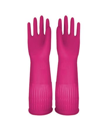 GIFZES Cleaning Gloves Full Hand Protection Gloves Waterproof Non-slip Dishwashing Gloves Heat-insulated Kitchen Cleaning Tool Pink L