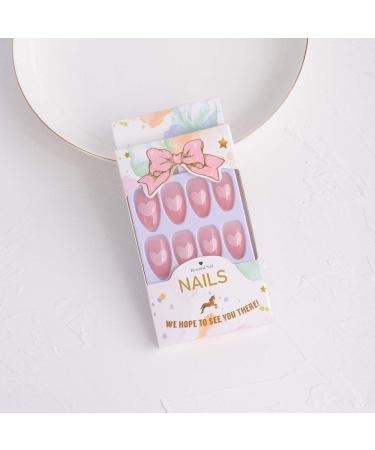 Xerling Fancy Glossy Full Cover Soft Pink Heart Coffin Acrylic Nails - 24 Pcs Press-On False Tips for Women & Girls | Cute Baby Pink Design for Parties & Salons - Buy Online on GoSupps.com