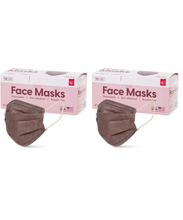 IRIS USA Inc. Made in USA Disposable Face Masks 50 Piece Premium 3Ply Masks Breathable Comfortable Soft Stretchable Earloops Soft on Skin 3 Layer Construction for High Protection Gray Gray 1 Count (Pack of 100) 50-piece