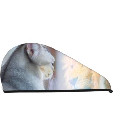 Buy Cat Looks in The Mirror Microfiber Hair Towel - Soft Super Absorbent Wrap for Women | Quick Dry Coral Velvet for Long Curly & Thick Hair - Buy Online on GoSupps.com