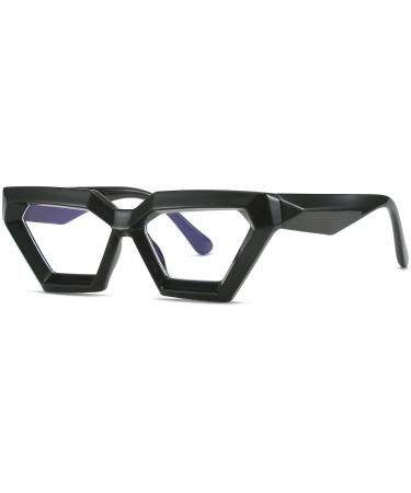 AIEYEZO Thick Cat Eye Glasses Fashion Blue Light Glasses for Women Cateye Computer Glasses Anti Eyestrain & Prevent Headache Black 54 Millimeters