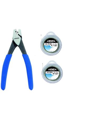Jenzi leader set crimp sleeves - pliers + 2 x steel leader 12kg 10m 20 crimp sleeves + free Petri Heil! sticker