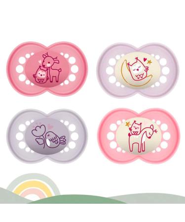 MAM Day & Night //"Skin Soft" silicone pacifier 6-16 Mix // set of 4 // incl. 2 sterilized transport boxes