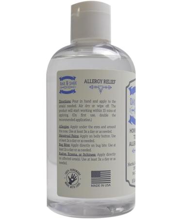 OAK & SAGE Homeopathic Topical Allergy Relief - Unscented - 100% Herbal Formula No Alcohol No Chemicals - 8oz - International Shipping Available - Buy Online on GoSupps.com