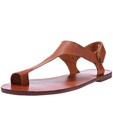Women's Vintage Crystal Hollow Out Zip Up Roman Flat Sandals - Brown | Size 8.5 - Buy Online on GoSupps.com