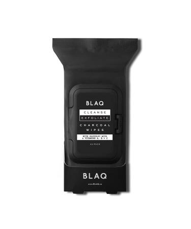 BLAQ Activated Charcoal Face Wipes | Dual Sided Charcoal Facial Cleansing Wipes | Makeup Remover Wipes, Exfoliating Face Wipes, Deep Pore Cleanser Facial Wipes - Travel Size Face Wash Cloth - 25 pcs 25 Count