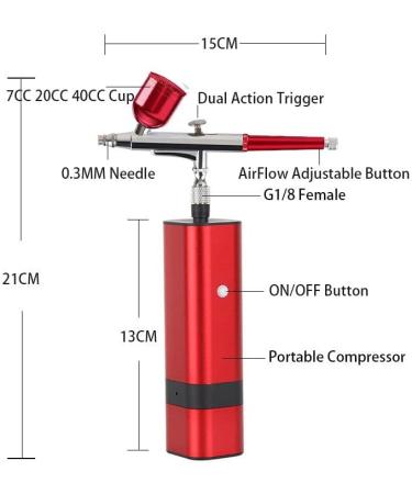 32PSI Airbrush Kit Cordless Airbrush Compressor Rechargeable Mini Airbrush for Model Painting Tattoo Makeup Barber Shop Nail - Buy Online on GoSupps.com