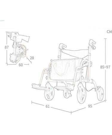 Elderly Walker Aluminum Alloy Walking Armrest Frame with Wheels with Pedals Height Adjustable with Shopping Bag Maximum Load 136kg Blue Compact Interesting - Buy Online on GoSupps.com