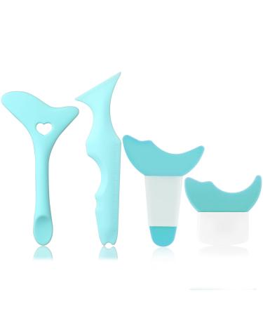 4pcs Eyeliner Stencils Reusable Silicone Winged Tip Eyeliner Aid Mascara Shield Applicator Eyeliner Guide Template Tool for Beginners Makeup Tool for Eyebrow Eyelash Lip Line (Blue)