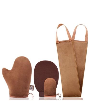 Gaiyah Gant Applicateur Autobronzant Visage Et Corps Avec Applicateurs De Lotion Pour Le Dos Exfoliant Corps Visage Bronzage Sans Soleil - Ensemble 4 Unit (Lot 1)