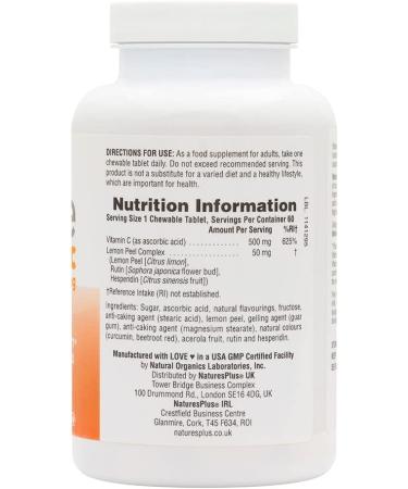 Nature's Plus Immune Vitamin C 500mg - 100 Chewable Tablets for Immune Support - Buy Online on GoSupps.com