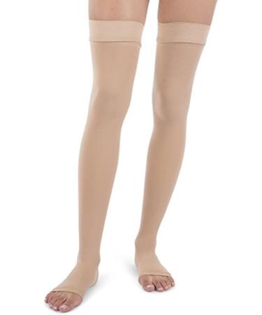 PEDIMEND Open Toe Thigh High Compression Stockings (2PAIR - 4PCS) | Gradient Compression with Silicone Band | Reduce Varicose Veins Promote Blood Circulation | UNISEX | Foot Care BEIGE Beige - Buy Online on GoSupps.com