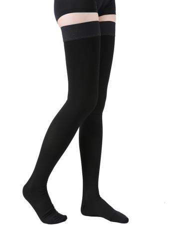 TOFLY Medical Thigh High Compression Stockings - Firm 20-30mmHg Graduated Compression Socks for Varicose Veins Edema - Closed Toe Opaque with Silicone Band Support - Black - Size L - Buy Online on GoSupps.com