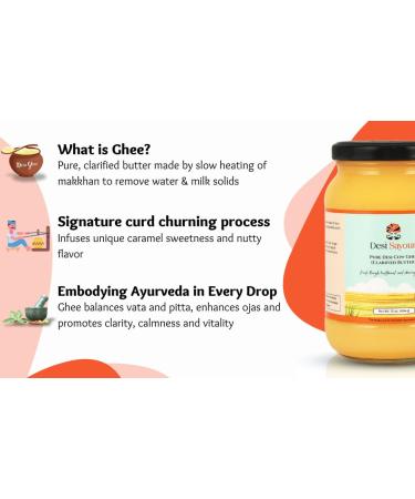 Organic Grass Fed Ghee - Desi Savour | 15 Oz Unsalted Clarified Butter | Gluten Free Keto Paleo Friendly | Lactose Reduced Non-GMO Rich in Vitamins & Omegas - Buy Online on GoSupps.com