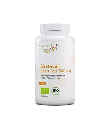 Pack of 3 Vita World Shatavari 500 mg Organic Indian Asparagus 3 x 180 Vegan/Vegetarian Capsules Made in Germany