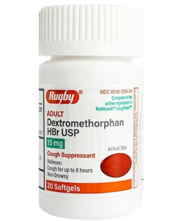 Rugby Non-Drowsy Cough Suppressant Dextromethorphan HBr USP 15 mg - 20 Softgels