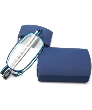 Cokobin Foldable Reading Glasses | Stainless Steel Anti-Blue Light | Mini Reading Aid for Men & Women | +2.5 Strength with Hard Shell Case - Blue - Buy Online on GoSupps.com