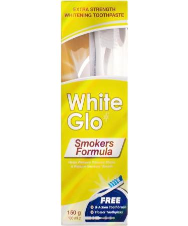 White Glo Smokers & Coffee Tea Drinker Toothpaste 100ml - 2er Set + Free 50 Dental Floss Sticks | International Shipping - Buy Online on GoSupps.com