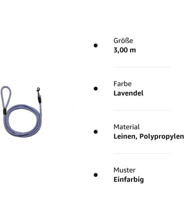High-Quality Rope Leash with Hand Loop - 10mm 27 Colors 7 Lengths (3.00 m Lavender) | International Shipping Available - Buy Online on GoSupps.com