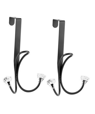 ORFOFE 2Pcs Hangers Over Door Clothes Hanger Clothes Rack Coat Hooks Cupboard Door Towel Black 17.00X9.00X8.00CM