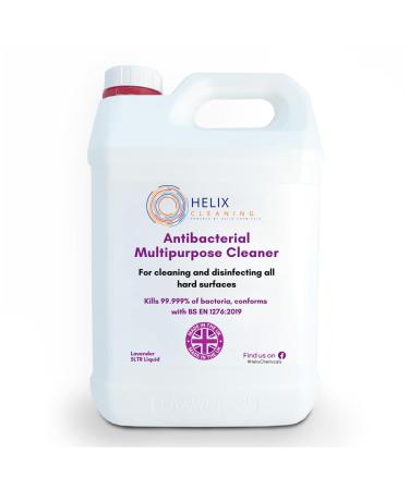 Helix Cleaning Antibacterial Multipurpose & Mulitsurface Cleaner Lavender 5ltr - Kills 99.999% of bacteria conforms with BS EN 1276:2019 - by Helix Chemicals