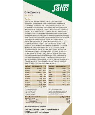 Salus One Essence 75 Elements daily allround care with more than 75 healthy ingredients 14 kg of vegetables and fruit in 250 ml vitamins minerals polyphenols fiber vegan - Buy Online on GoSupps.com