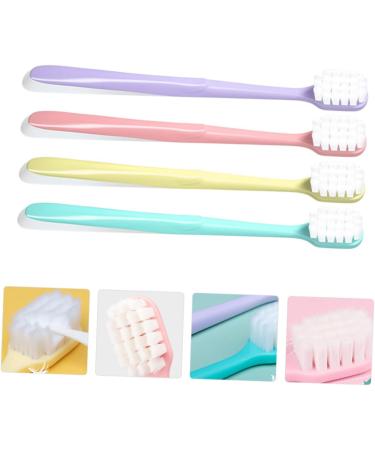 4-Piece Soft Cotton Toothbrush Set - Large Head Plastic Oral Hygiene Brushes for Women | Macaron Colors | Body Care - Buy Online on GoSupps.com