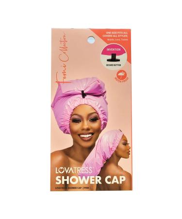 FEMI LOVATRESS 100% Waterproof One Size Fits All Shower Cap for Long Hair Styles  Locs  and Braids (PINK)