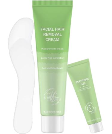 Facial Hair Removal Cream - Moisturizing 2 in 1 with Spatula - Facial Hair Removal Cream Kit for Daily Use Holidays Weddings Summer Travel Beach Brides Women Men - Buy Online on GoSupps.com
