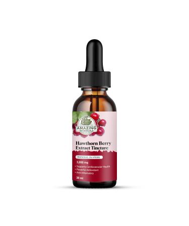 Amazing Botanicals Hawthorn Berry Extract Tincture - 100mg per Serving - Organic Immune Support & Wellness Supplement | 30ml/1oz