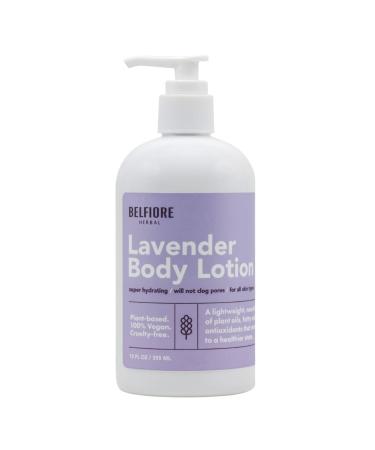 Belfiore Herbal 100% Natural Lavender Body Lotion | Organic Plant Extracts | Calming Hydrating & Moisturizing | Vegan Non-GMO | Made in the USA | 12 oz