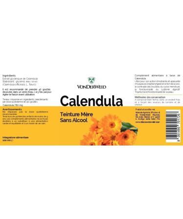 Vonderweid - Calendula Mother Tincture Alcohol Free | Menstruation Sore Throat Skin Emollient | Soothing Supplement | Ultrasonic Extraction | Vegan Alcohol Free | 100ml - Buy Online on GoSupps.com