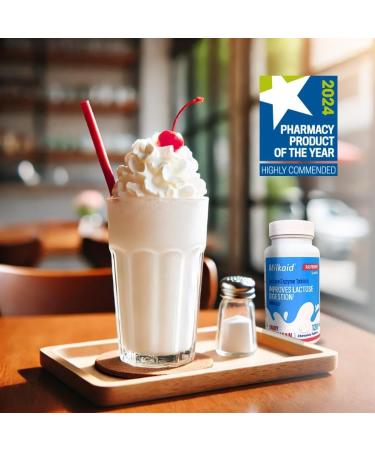 Milkaid Chewable Tablets & Max Capsules Bundle | Lactase Enzyme for Lactose Intolerance | Fast Acting Dairy Digestive Supplement | 120 Chewable Tablets & 60 Capsules - Buy Online on GoSupps.com