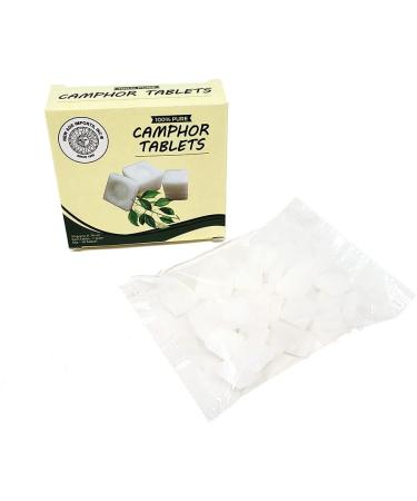 Premium Quality Refined Camphor Tablets 50g Pack - 100% Natural Incense for Aromatherapy & Puja - Odor Eliminator by New Age Imports Inc. (50g) - Buy Online on GoSupps.com