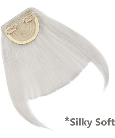 One Piece Bangs Clip in Front Fringe Clip on Hair Bang Extensions Synthetic Hairpieces with Temples #Silver Grey - Buy Online on GoSupps.com